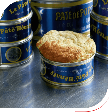 Soufflé in a can of Henaff Pork Paté