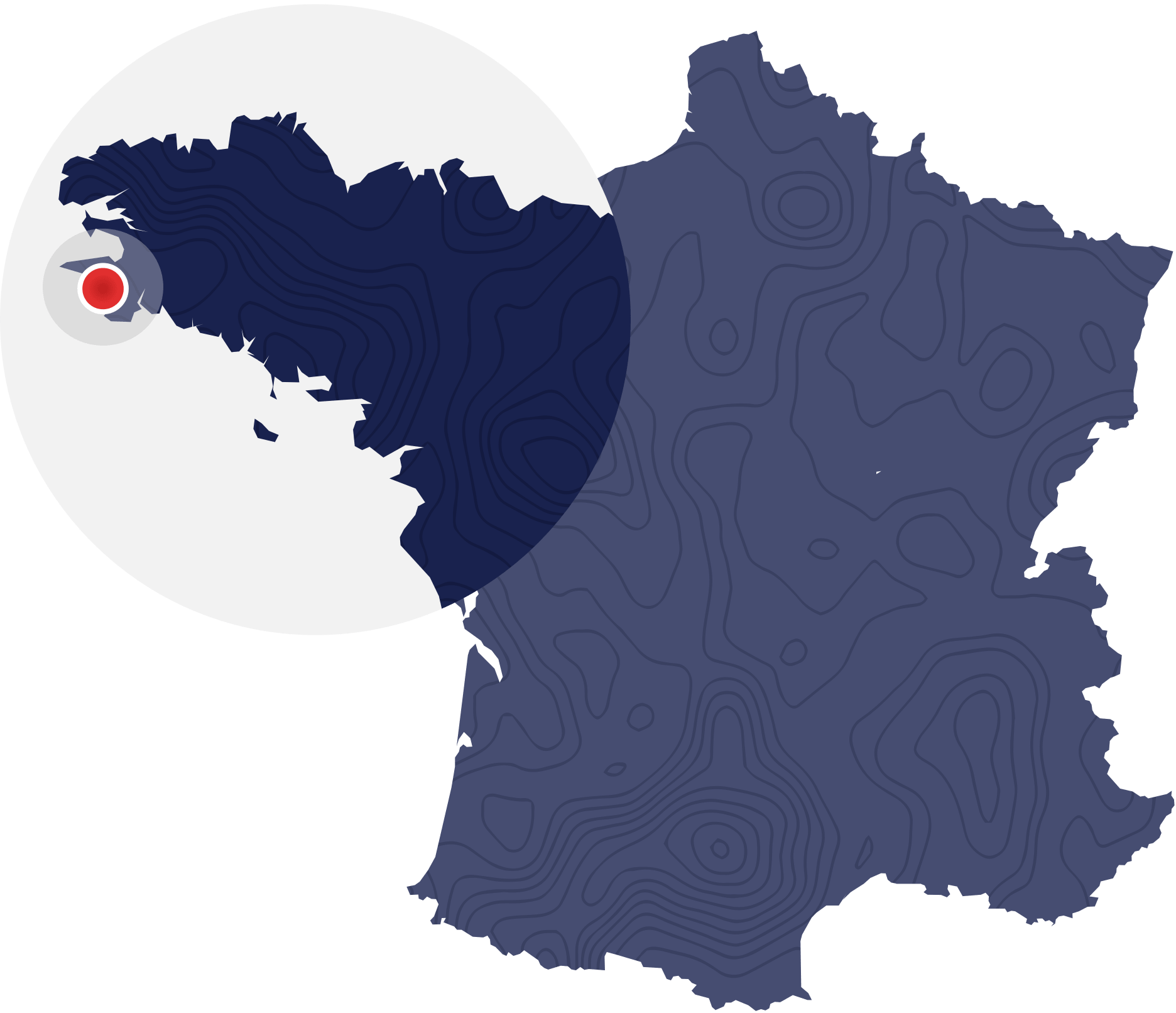 Map of France with a focus on Brittany