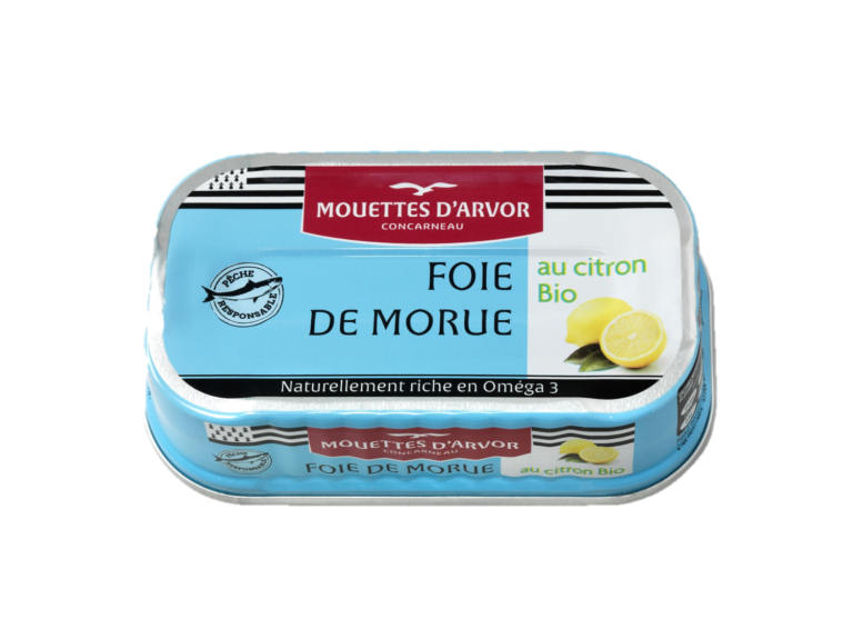 cod liver in cans with organic lemon