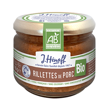 Hénaff Organic POrk Rillettes in glass jars 180g